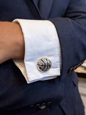 paparazzi Silver Basketball Design Cuff Links